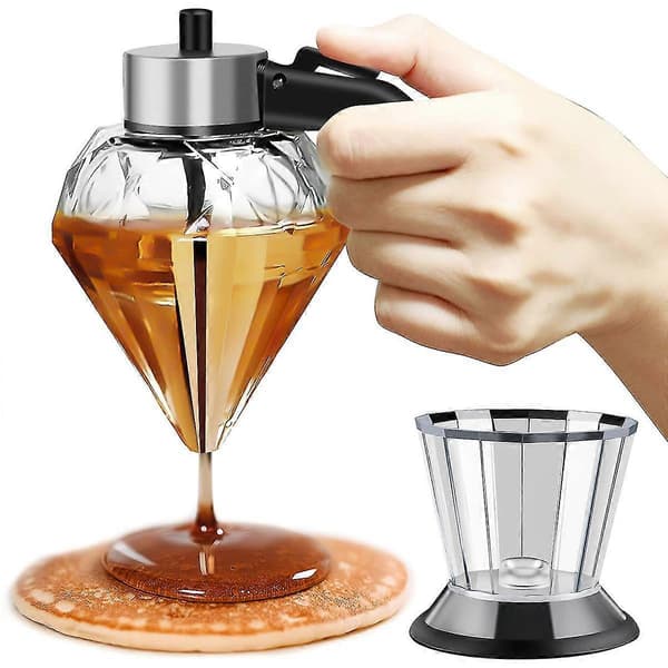 200 ml honningdispenser med stativ diamantformet glas stor kapacitet oliedispenser multifunktionel olieflaske køkkentilbehør Black
