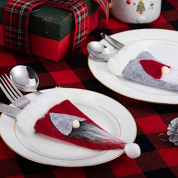 12 st julbestickshållare fickor Set, 6 Xmas servishållare