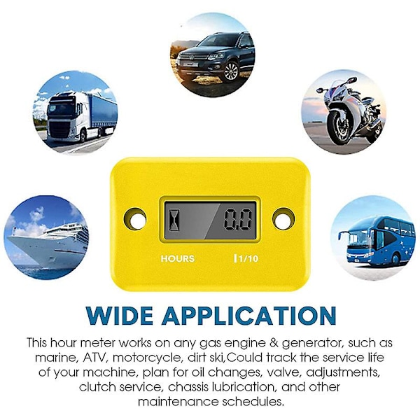 Motorcykel Motor Tæller Timetæller Vandtæt Digital Timetæller Lcd Display Bærbar Motor Måler Timetæller Moto Tilbehør| | Blue