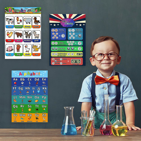 Abc Alfabet Plakat Chart Kid Pædagogiske Charts Engelsk Learning Charts Animals*money