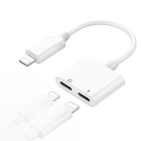 2-pak 2 i 1 iPhone iPhone 13/12/11/ Xs/Max/X/8/7/6/5 Dobbelt Lightning Adapter / Splitter{HH}