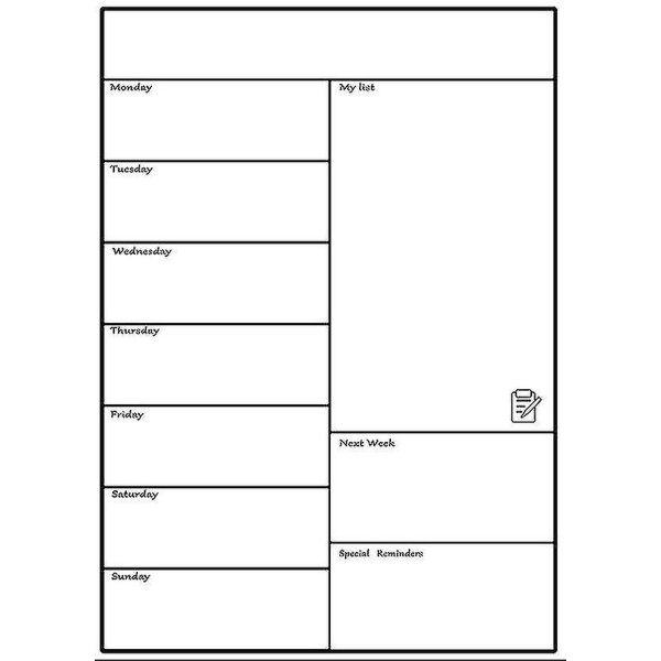 Magnetisk Whiteboard Køleskab Blød Whiteboard Mobil ugeplanlægger