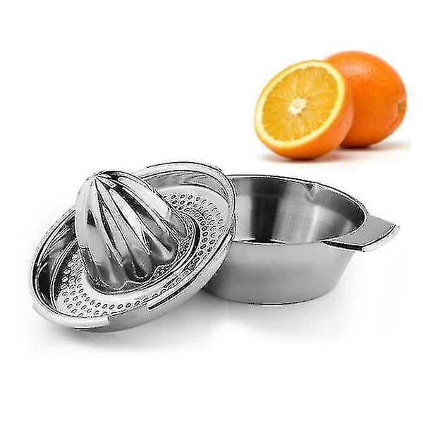 Rustfrit stål citronpresser, juicer med skål Beholder til appelsiner citroner frugt hjemmelavet juice i køkkenet