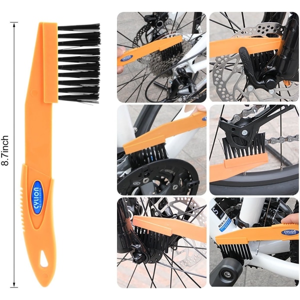Cykelrengøringsværktøjssæt 7 stykker Cykelrengøringsbørstesæt til cykelkæde/dæk/kædehjul, cykelhjørneplet Smudsrengøring - Passer til bjerge