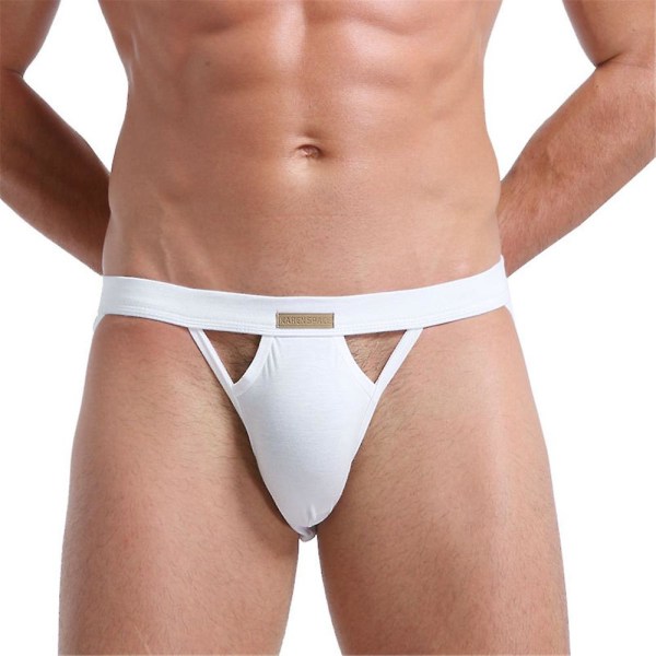 Herre Sexy Hollow Out Undertøj Briefs Erotiske underbukser White XL