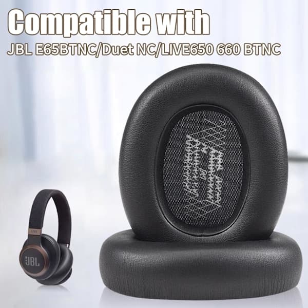 INF Erstatningsørepuder til JBL E65 BTNC / Duet NC / LIVE650 / 660 BTNC – 1 par sorte bløde puder