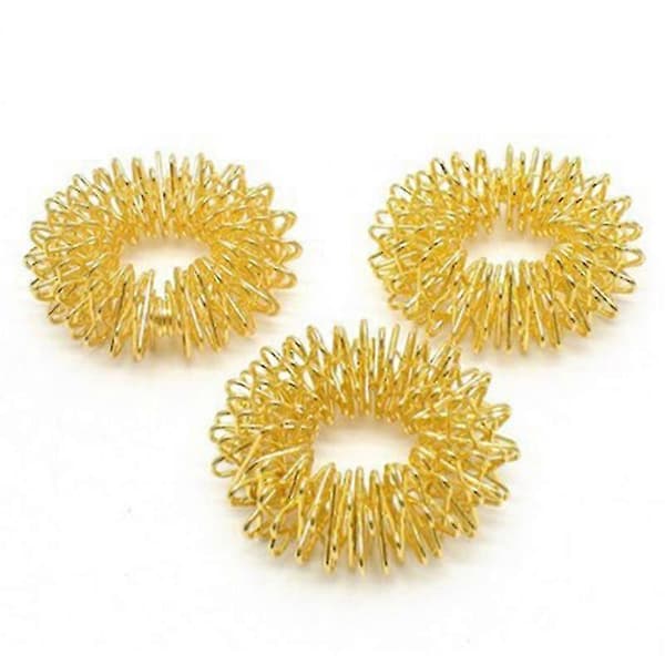 5 stk massasjering piggete sensoriske fingerringer, akupressurringer Golden