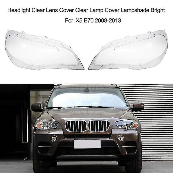 Car Clear frontlys linsedeksel erstatning Hodelys lampe skalldeksel for X5 E70 2008-2013 venstre