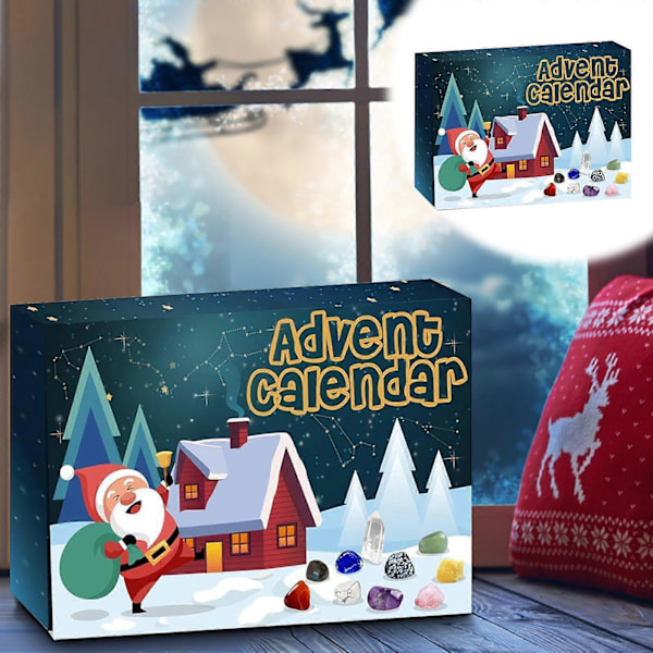 2024 Christmas Advent Calendar 24 Natural Crystal Agate Fossils Day Holiday Ornaments FLY2981