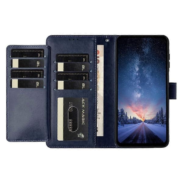 Kompatibelt iPhone 17 pung-etui med stativ, PU-læder folio flip-cover med 8 kortpladser DarkBlue