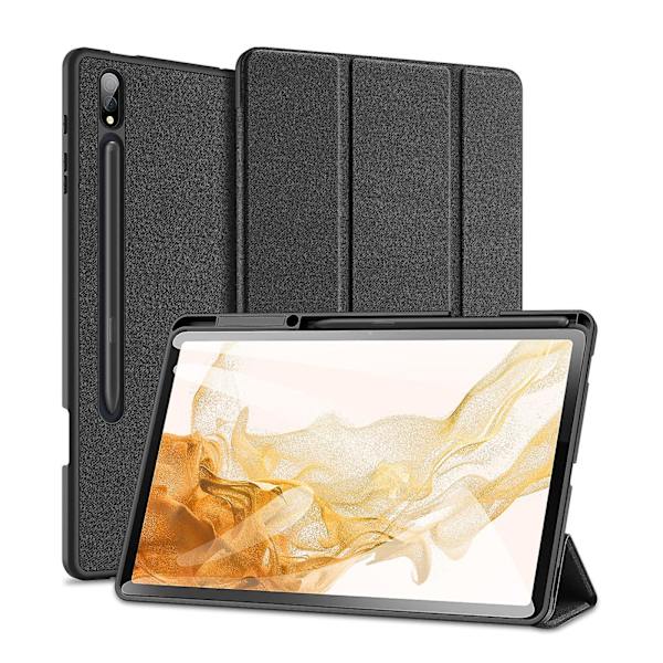 Til Samsung Galaxy Tab S7 Fe / S7+ Domo Series Læder Taske Black