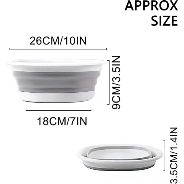 Sammenfoldelig rund opvaskeskål, 26 cm multifunktionsfoldelig rejsecampinggave