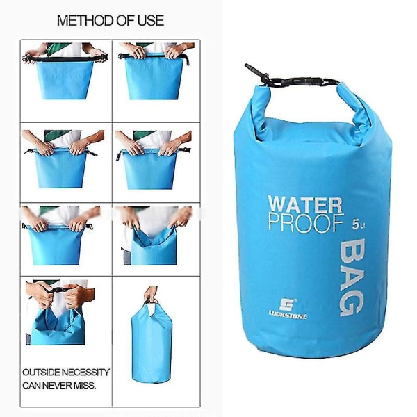 Vandtæt tørtaske 2l 5l 10l 15l Pvc-rygsæk Flydende Bådsejlads Rafting Kajak Camping Vandring Flod Svømning Rejsetaske white 2L