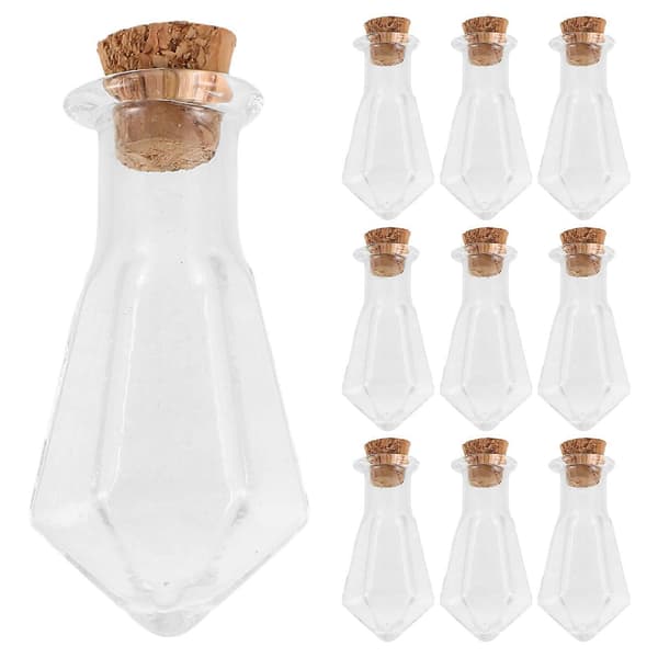 Miniglasflaskor med kork för förvaring 10 st transparent glas och trä