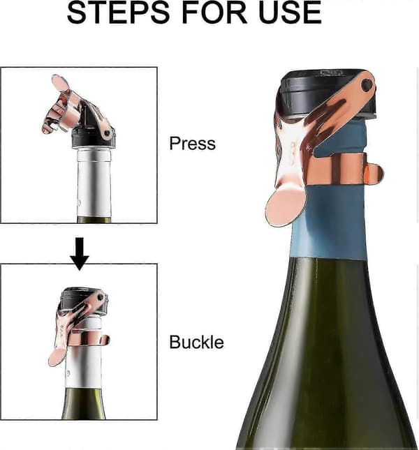 Champagne prop, 2 stk. champagneflaskeprop i rustfrit stål til Cava Prosecco mousserende vin
