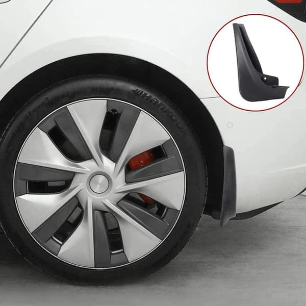 4 stk. Sprutbeskyttere for Tesla Model 3 Foran Bak Sprutlapper Fender K White Model 3
