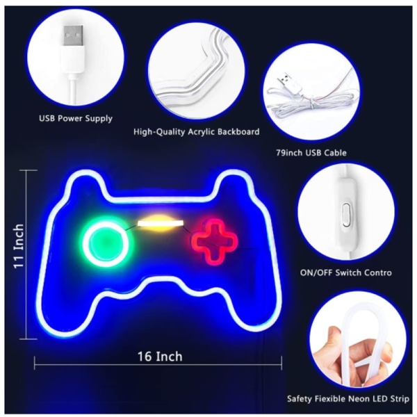 Game Shape Neonskylt LED Vägg Neonljus Cool Nattskylt USB Pow