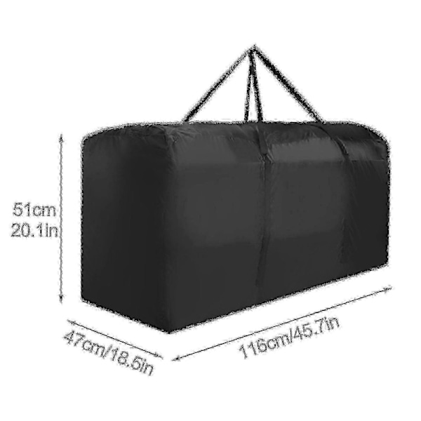 Ekstra Stor Glidelås Vanntett Hagemøbel Pute Oppbevaringspose Heavy Duty 116*47*51CM