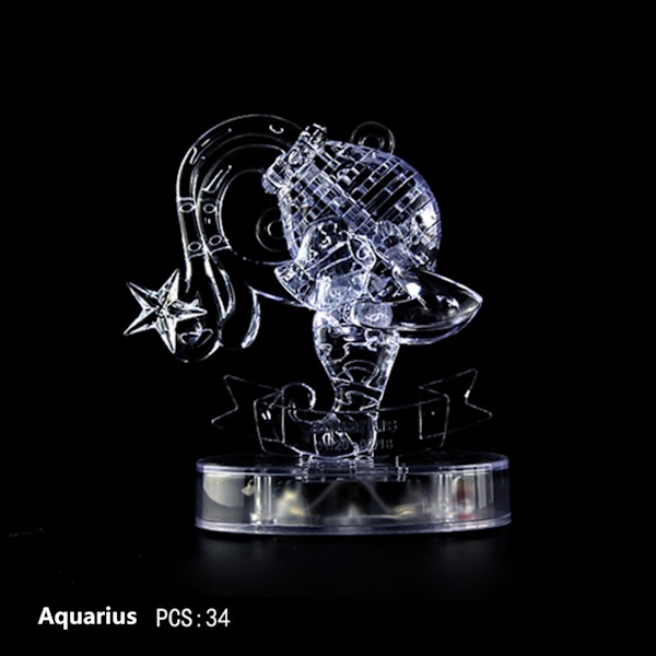 3D Krystal Puslespil Stiksav Clear Tolv 12 Constellation Astrolog Flash LED-lys B