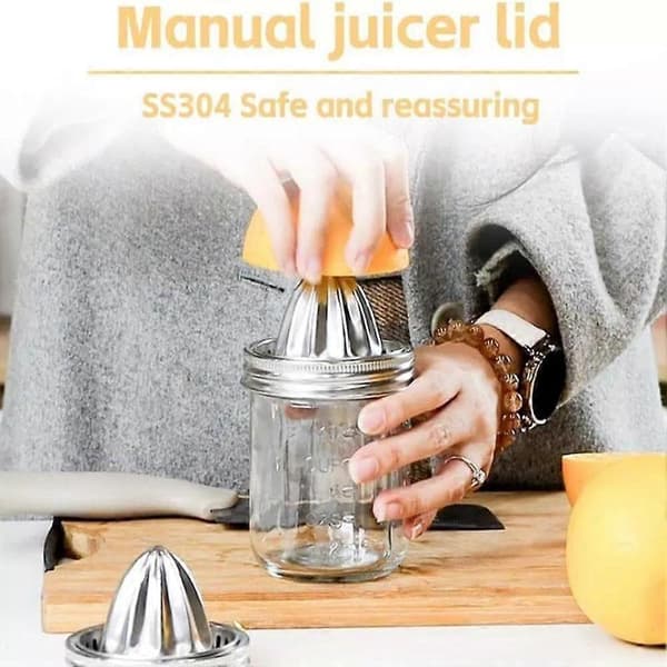 Til Mason Jar Juicer Låg, Juicing Tilbehør, 304 Rustfrit Stål Håndjuicer