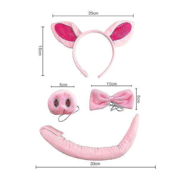 Sian puku setti Sian korvat nenä häntä ja rusetti Pinkki sian puku setti tarvikkeet