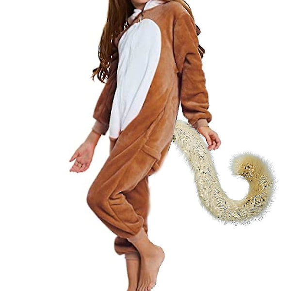 Fuskpäls Katt Räv Dräkt Svans Halloween Julfest Kostym 80cm Claret