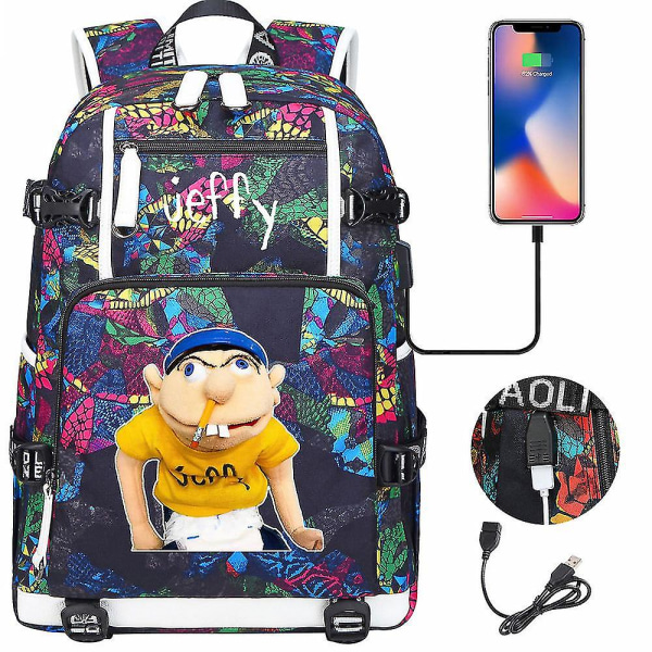 Jeffy Print skolväska: Teen Student Ryggsäck för män och kvinnor - Casual Travel Backpack 3