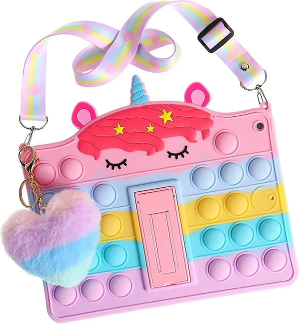 3D Unicorn Pop-deksel til iPad Pro 11 tommer 3. generasjon 2021/ 2. generasjon 2020 / 1. generasjon 2018, Fidget Bubble Case Pop Push-deksel for jenter og kvinner, silikon