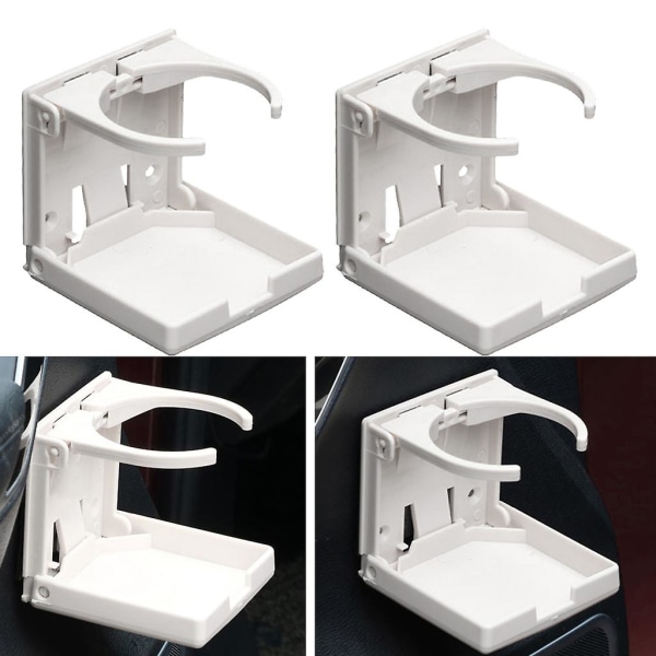 2 stk Sammenfoldelig kop Drikkeholder Kopholder Bakke Vandflaskeholder Justerbar Drikkeholder Til Bil Køretøj Lastbil Båd Camper Rv - Drikkeholdere 2pcs white