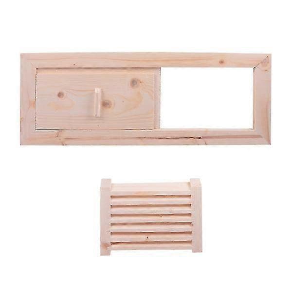 Bastuventilationspanel med luftventilationsjalusier och trägaller - Bastuutrustning 34X12,5cm Beige