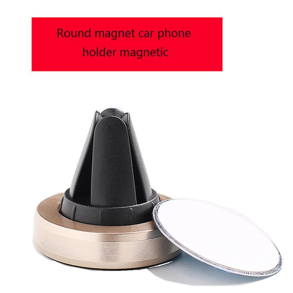 Rund magnet Bilholder Magnetisk Telefonbrakett Gps Bærbar Bil Luftuttak Holder Aluminiumlegeringmagnetisk Mobiltelefonholder| | black