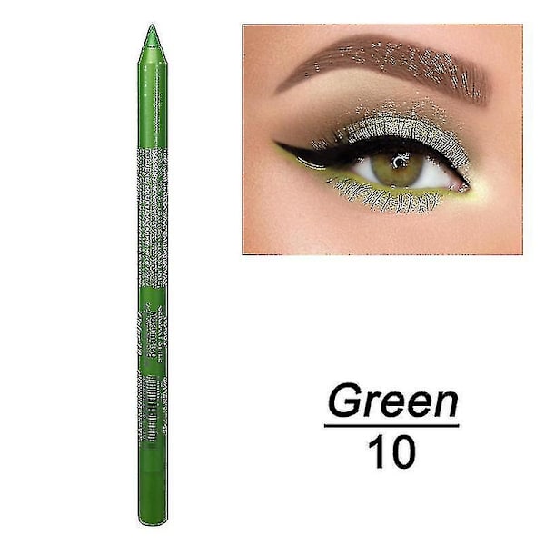 14 färger Långvarig Eye Liner Penna Vattentät Pigment Blå Brun Svart Eyeiner Pen Ögonmakeup Kosmetik 10 Green