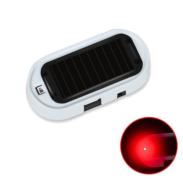 Aurinkoenergialla toimiva LED-auto väärennetty turvavalo simuloitu huijaushälytin Langaton varkaudenesto Varoitusvalo vilkkuva jäljitelmä - merkkilamppu Red Light 02