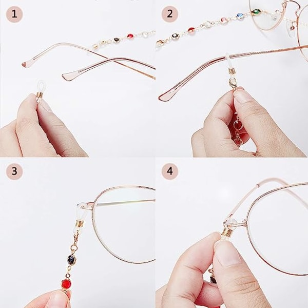 2 stk brillekjeder for kvinner Fargerike solbrillekjede med perler, holder for lesebriller