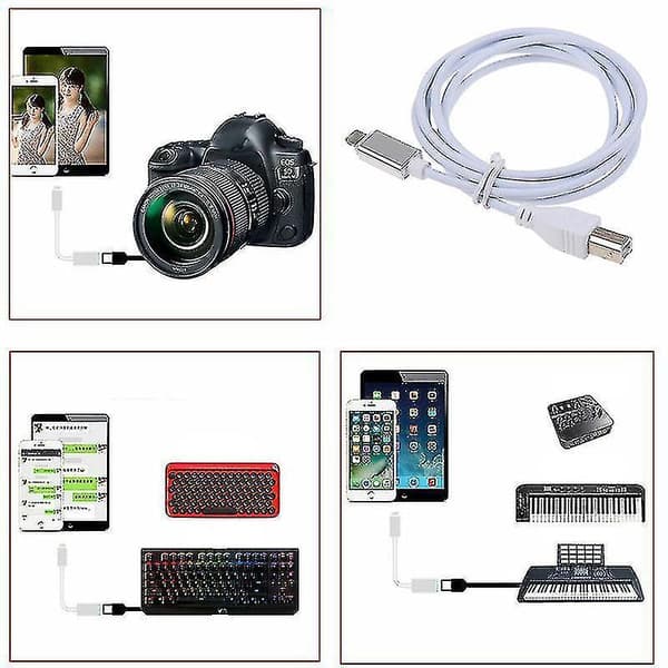 Lightning til Type-B MIDI Keyboard Konverter USB 2.0 Kabel til iPhone 7 8 X iPad