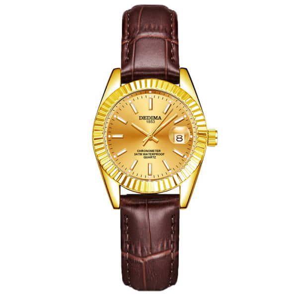 Högkvalitativt watch för explosionsälskare Brown belt gold shell gold surface Suitable for women