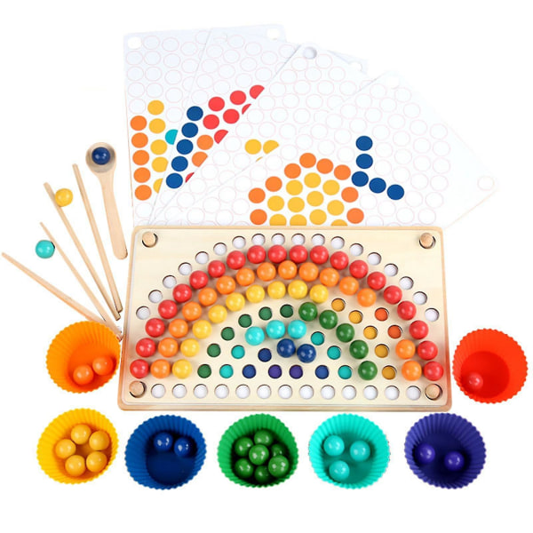 Wooden Peg Board Perler Spill Pedagogisk regnbueklip perler Puslespill Sortering Leker For Småbarn Førskolebarn