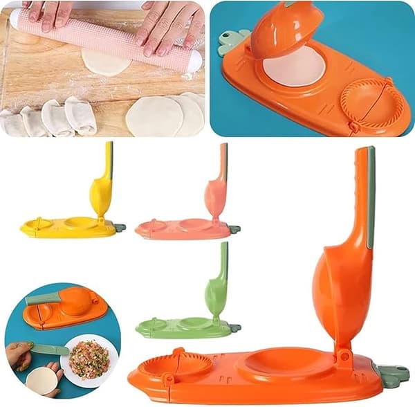 2 i 1 Dumpling Maker, DIY Dumpling Maker Mold Dumpling Wrapper Maker, Kreativ Dumpling Making Tool (Oransje)