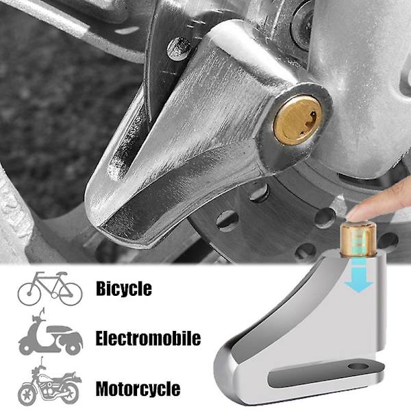 Universal Motorcykel Anti-tyveri Bremseskive Disklås Scooter Cykel Hjul Stål Sikkerhedsbeskyttelse Bærbar nøglefri lås| |
