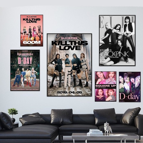 Kpop-blackpinks Juliste Paperi Kangas Maalaus Juliste Tulosteet Seinäkuva Kodin sisustus Olohuone Makuuhuone Sisustus Tyttö Lahjat M 40x60cm No Frame