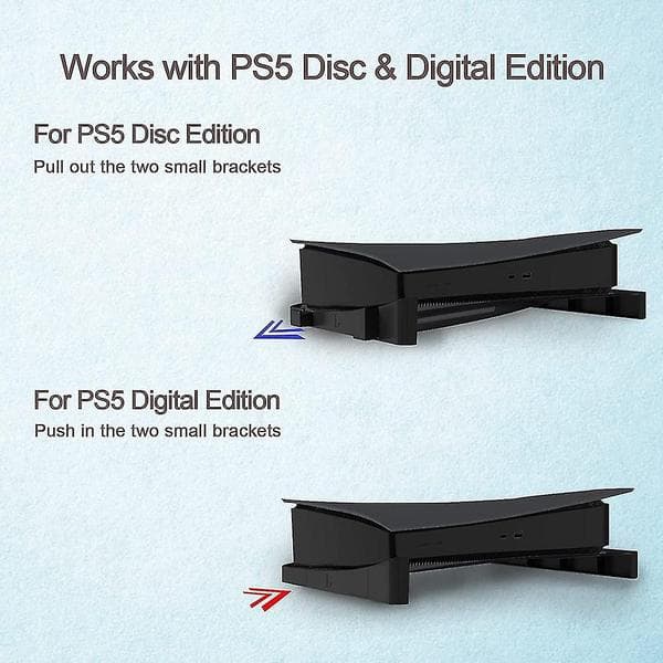Horisontalt stativ til Ps5-tilbehør, Ps5-basestativ, kompatibelt med Playstation 5 Disc & Digi