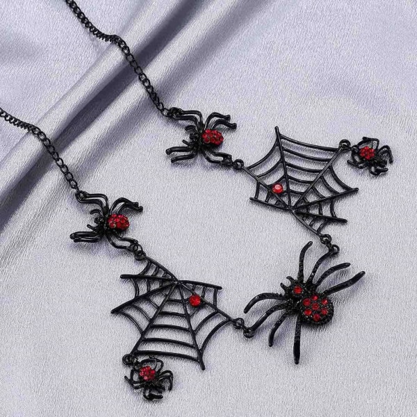 Halloween Bat Spider Web Choker Halsband Gothic Collar Halsband Hänge Kedja Smycken för kvinnor och flickor