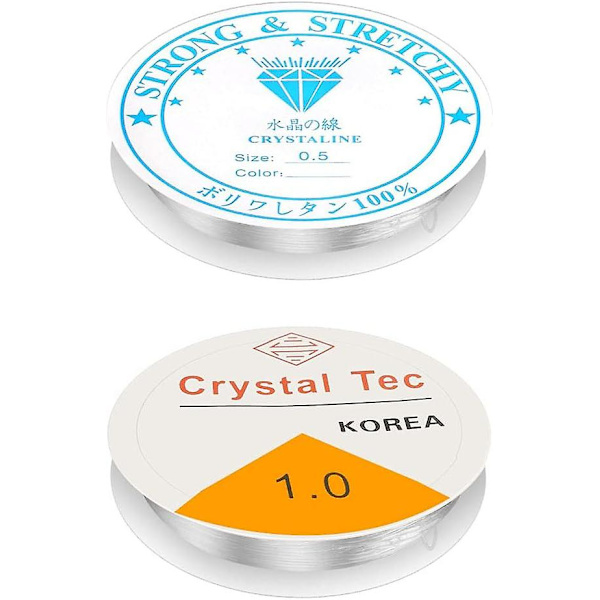 Läpinäkyvä elastinen lanka rannekoruille, 2 rullaa joustava nylon elastinen koru helmilanka rannekorulle 13m 4m, 0,5mm ja 1mm