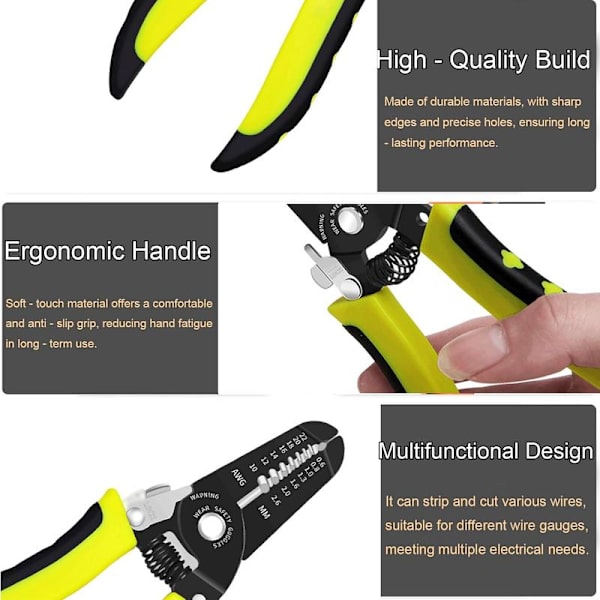 10-22 AWG Wire Stripper Cutter Wire Stripping Tool og Multi-Function, Multifunktionel Elektriker Tang til Kabelstripper