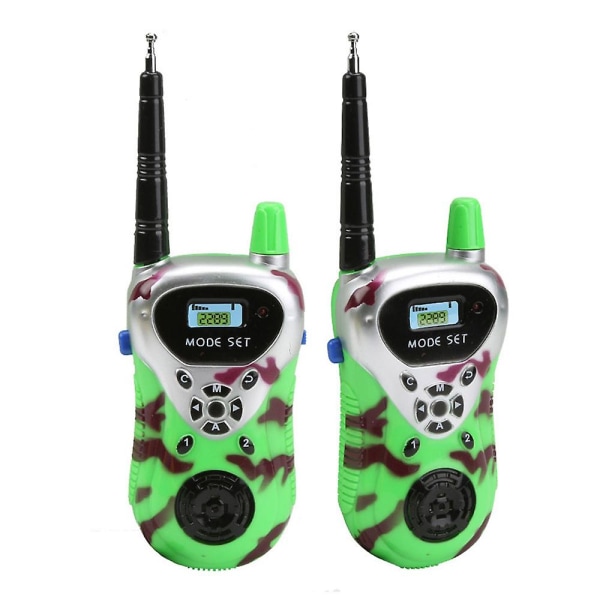 2 stk walkie talkie-telefonlegetøj med klips til småbørn Elektronisk tovejsradio med lang rækkevidde Forældre-barn udendørs campinglegetøj Green