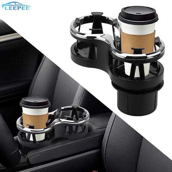 Autoon kiinnitettävä lasiteline Teekuppiteline Teline Lasit Puhelin Organizer Automukin pidike Automallinen kaksoisjuomapulloteline - Juomatelineet Cup Coaster Black