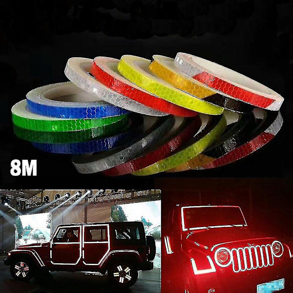 1-6 ruller Bil Styling Reflekterende Stripe Tape Motorcykel Cykel Body Fælg Hjul Stripe Tape Stickers Dekorative 8 Meter