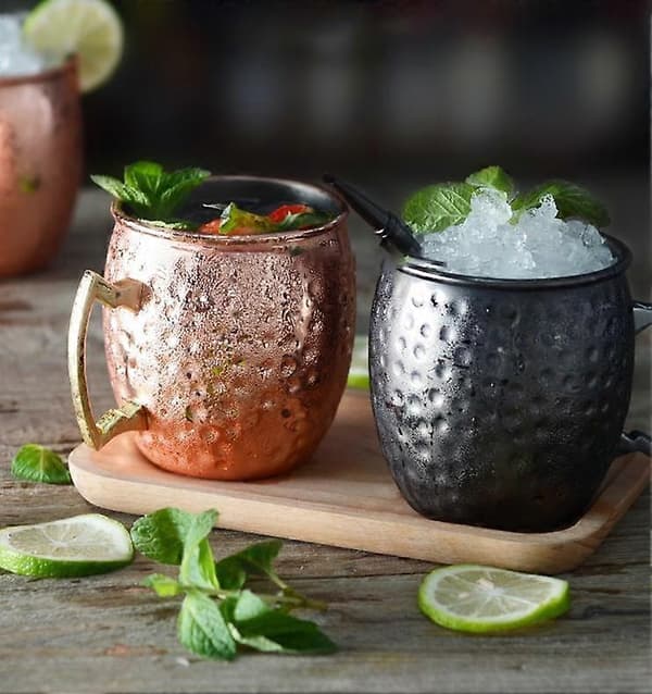 Moscow Mule Krus, Sett med 4 Hamrede Kopper black