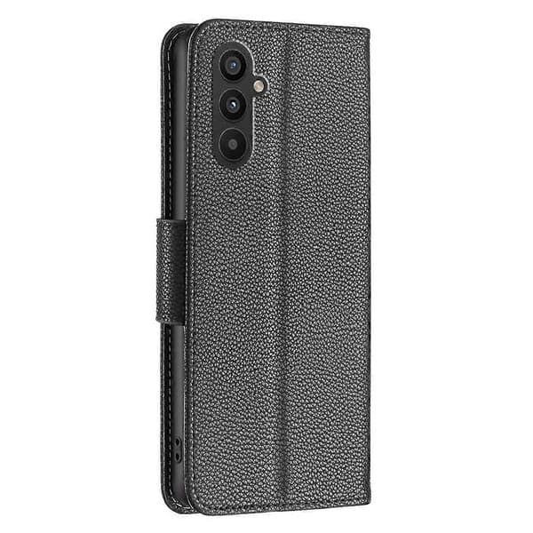 För Samsung Galaxy A24 4G Litchi Textur Enfärgat Läderfodral Black