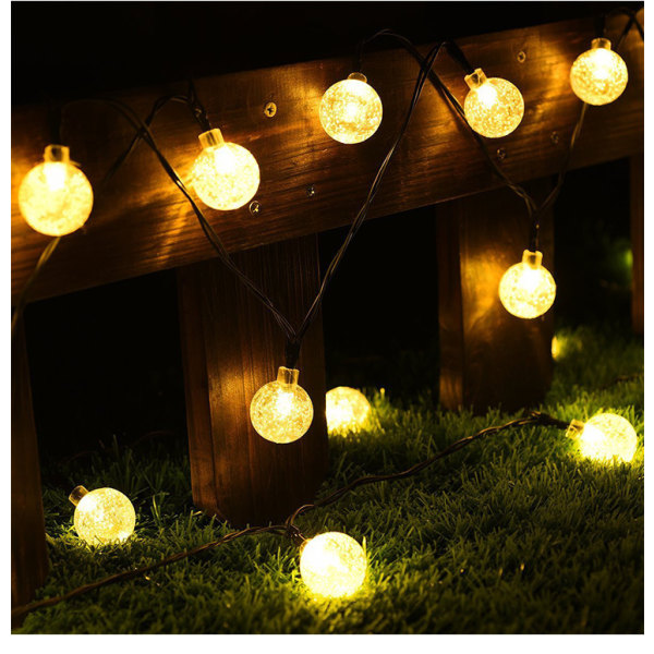 Solar lysstreng LED boble perler, runde perler, krystallkule fe lysstrenger utendørs juledag Dekorativt blinkende lys